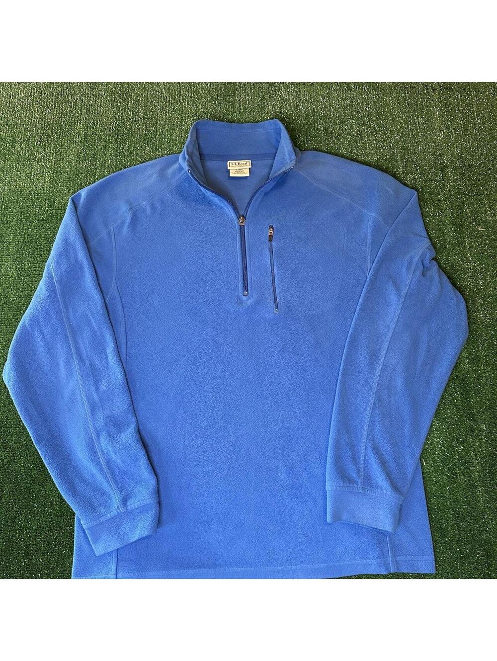 L.L Bean Mens 1/4 Zip Fleece Pullover with Chest Pocket